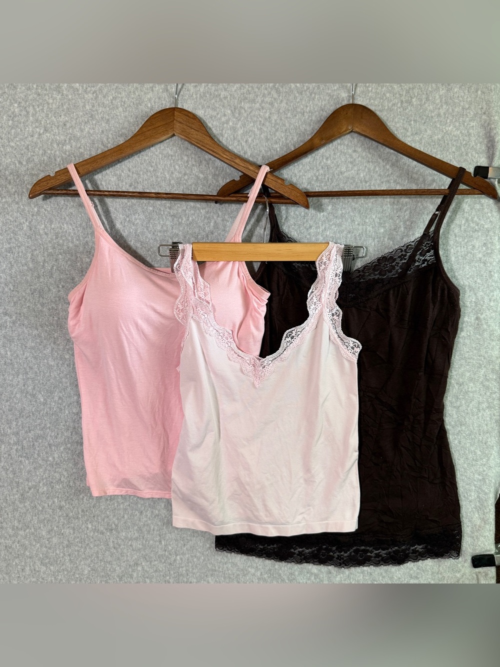 Women's Lace-Trim Camisole Set - Pink & Black